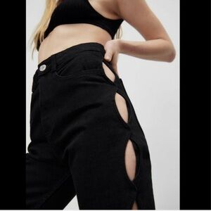 BNWT Zara Straight Fit Cut Out High Waist Black Jeans